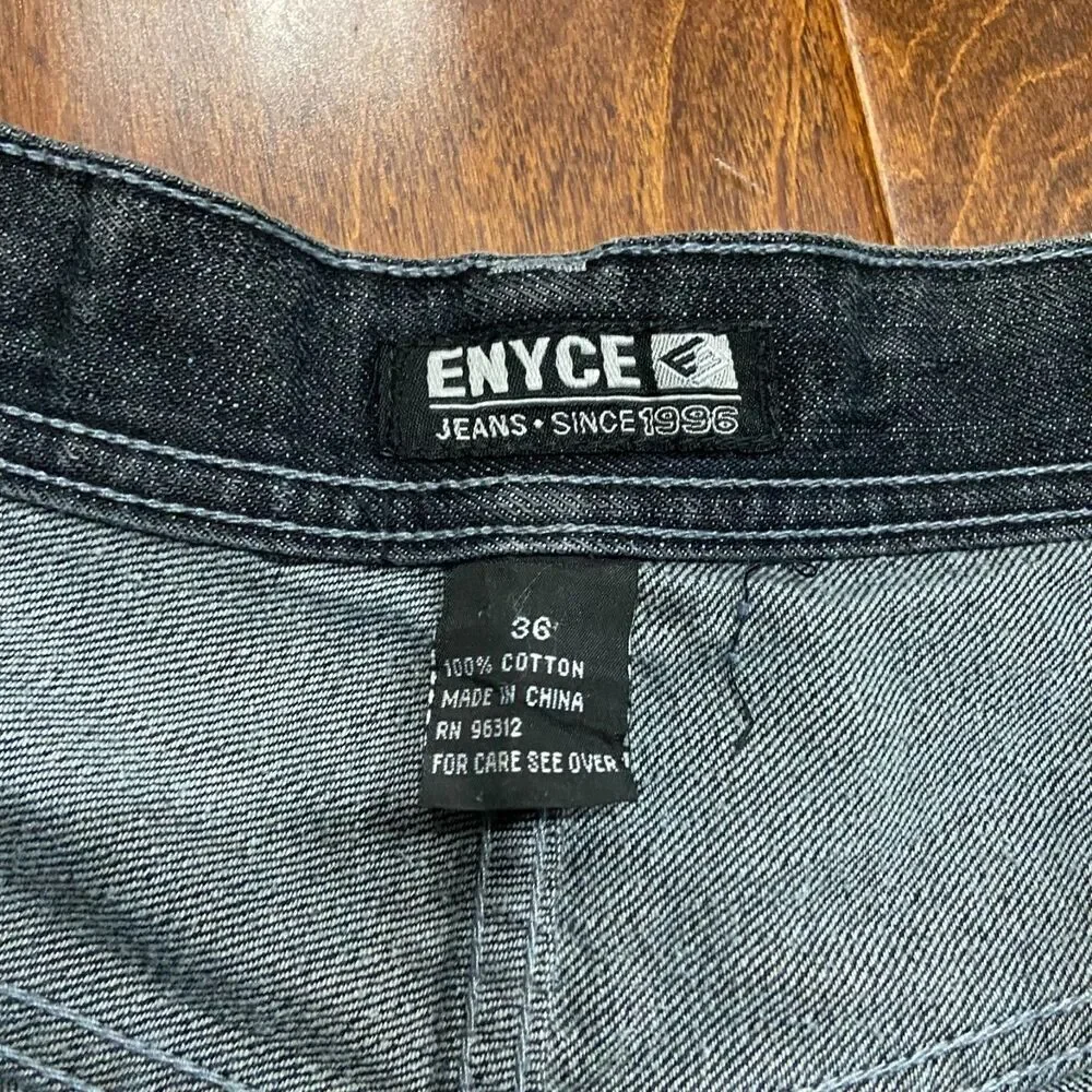 Enyce Vintage Y2K Baggy Fit Distressed Black Denim Jeans Men's Size 36 x 32